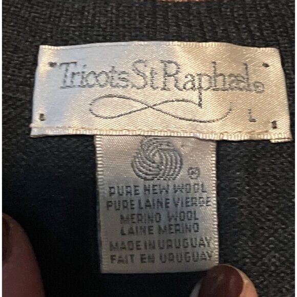 Vintage Tricots St. Raphael Mens Argyle Merino Wool Sweater L Charcoal - Picture 2 of 6